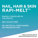 Advertisement for Nail, Hair & Skin Rapi-Melt with text on a blue background