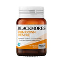 Blackmores Run Down Rescue supplement bottle on a white background