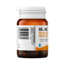 Brown supplement bottle with white cap labeled 'Black Robe Run Down Rescue' on a white background