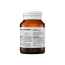 Brown supplement bottle with white label on a white background