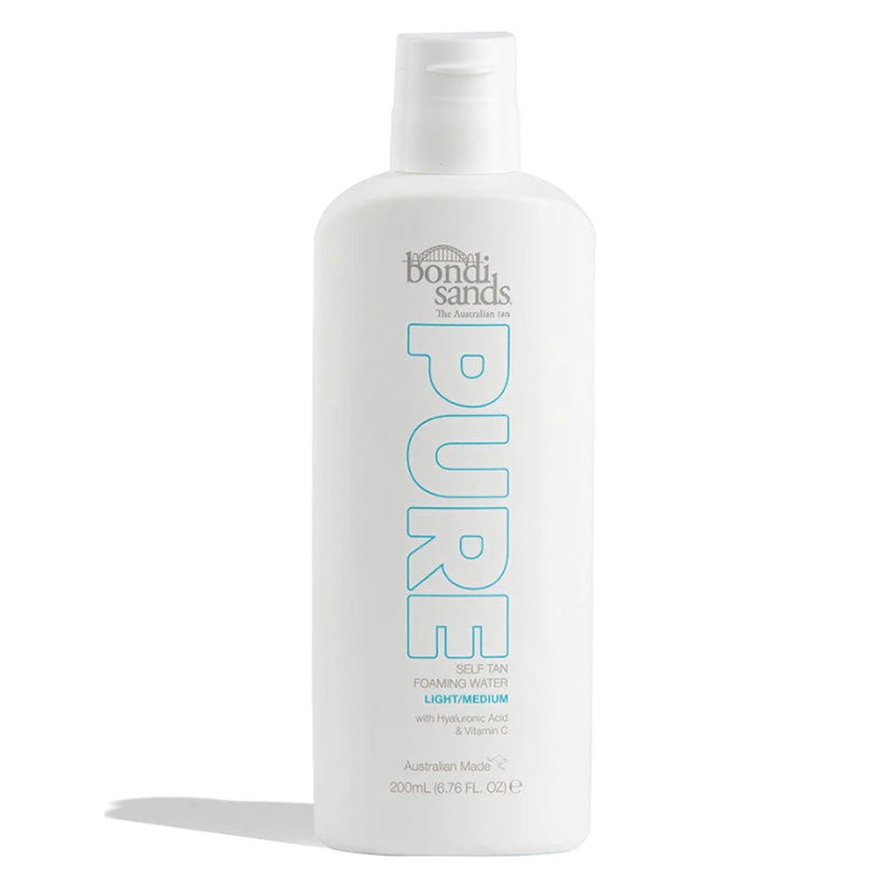 White bottle of Bondi Sands Pure sunscreen lotion on a white background