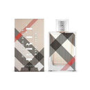 Burberry Brit perfume bottle and packaging with checkered design on a white background