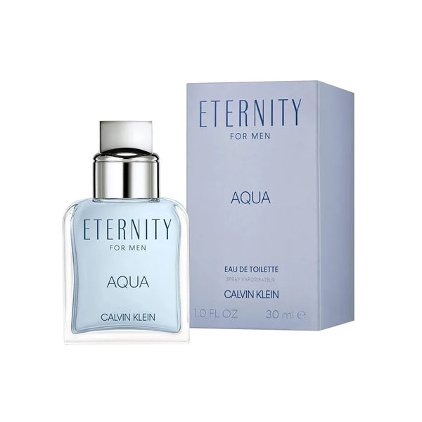 Calvin Klein Eternity for Men Aqua Eau de Toilette bottle and packaging on a white background