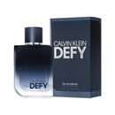 Calvin Klein Defy perfume bottle and packaging on a white background