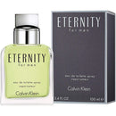 Calvin Klein Eternity for men perfume bottle and packaging on a white background