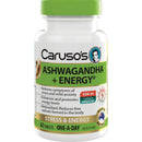 Bottle of Caruso's Ashwagandha + Energy supplement on a white background