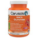 Carusos Maca Raspberry Flavoured Soft Gummies - 60 Pastilles on a white background