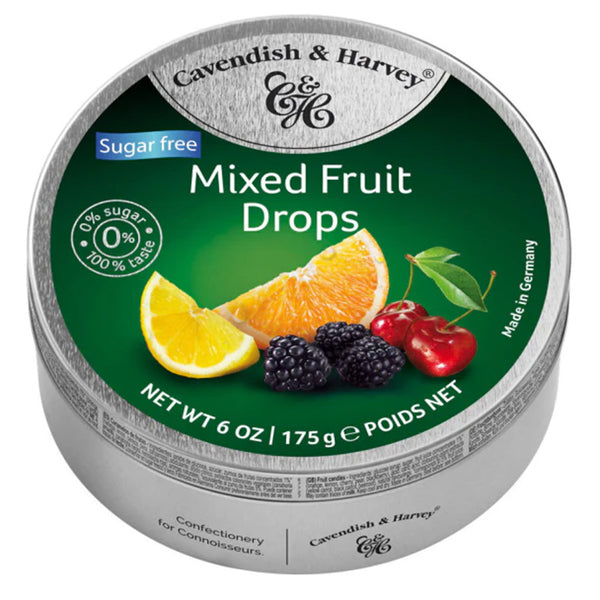 Cavendish & Harvey Tin Sugar Free Mixed Fruit Drops 175g