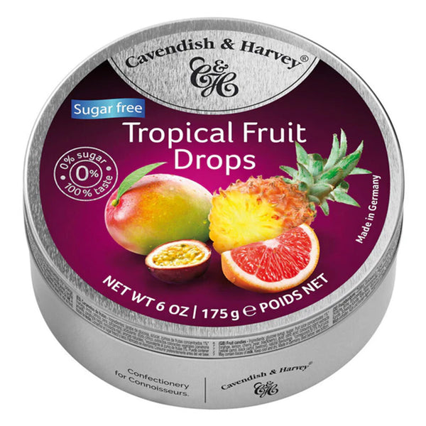 Cavendish & Harvey Tin Sugar Free Tropical Fruit Drops 175g