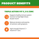Cenovis Chewable Triple Action Vit C, D & Zinc - 60 Tablets