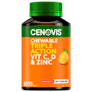 Cenovis Chewable Triple Action Vit C, D & Zinc - 60 Tablets