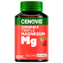 Cenovis Chewable Triple Magnesium Mg supplement bottle with raspberry flavor on a white background