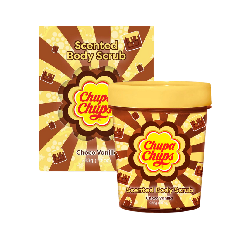 Chupa Chups scented body scrub with packaging on a white background