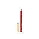 Red lip pencil with gold cap on a white background
