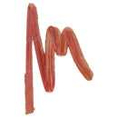 Wavy line of coral-colored lipstick on a white background