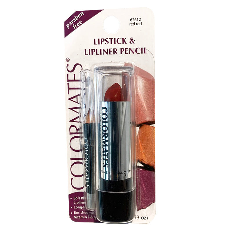 Colormates lipstick and lipliner pencil set packaging on a white background