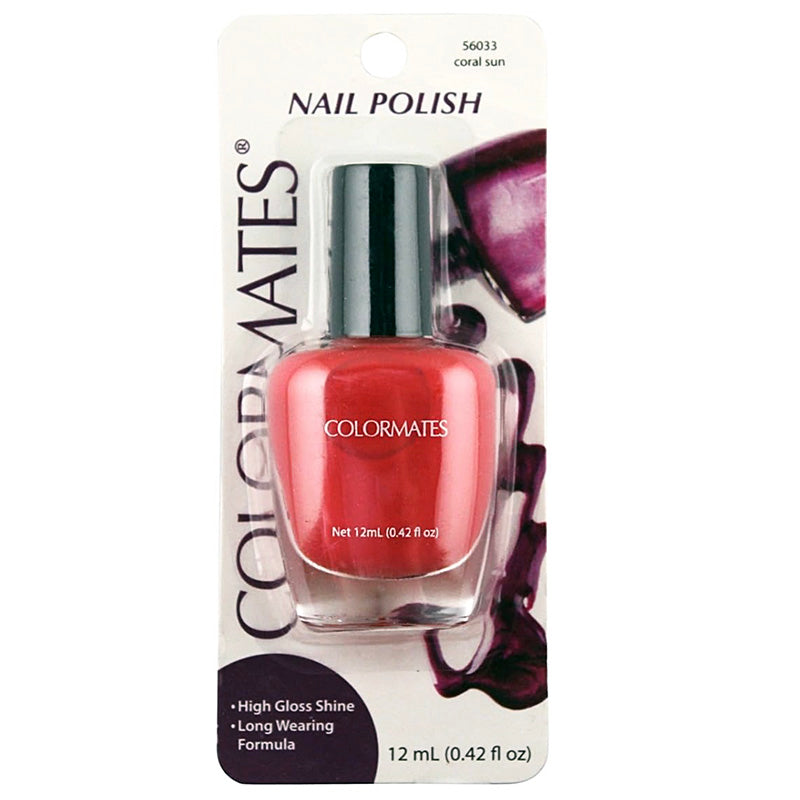 Colormates nail polish bottle with packaging on a white background