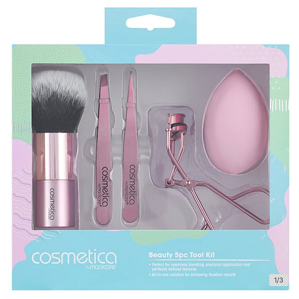 Cosmetica beauty tool kit with various tools in packaging