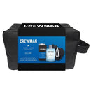 Crewman body care collection with black toiletry bag on a white background