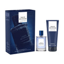 David Beckham Classic Blue perfume set with packaging, bottle, and shower gel on a white background