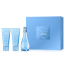 Davidoff Cool Water women's perfume set with a blue box, bottles, and containers on a white background