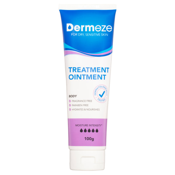Dermeze treatment ointment tube on a white background