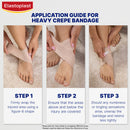 Elastoplast application guide for heavy crepe bandage with step-by-step instructions.