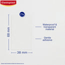 Elastoplast packaging with dimensions and material properties on a white background