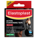 Elastoplast Active Cushioning Tape packaging with a person holding a kettlebell.