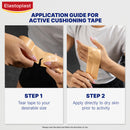 Elastoplast application guide for active cushioning tape with step-by-step instructions.