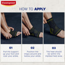Elastoplast ankle support application guide with step-by-step instructions.