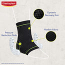 Elastoplast ankle support with features highlighted on a light gray background