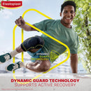 Person exercising outdoors with Elastoplast Dynamic Guard Technology branding