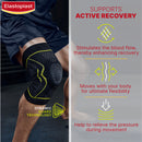Elastoplast knee support with features on a gray background