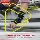 Elastoplast Dynamic Guard Technology wrist support worn by a person on a staircase.