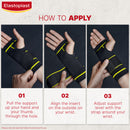 Elastoplast wrist support application guide with step-by-step instructions.