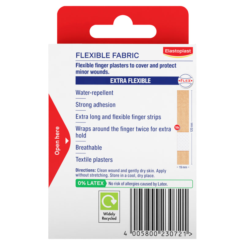 Elastoplast Finger Strip Flexible Fabric Wound Dressing Plaster 16 Pack