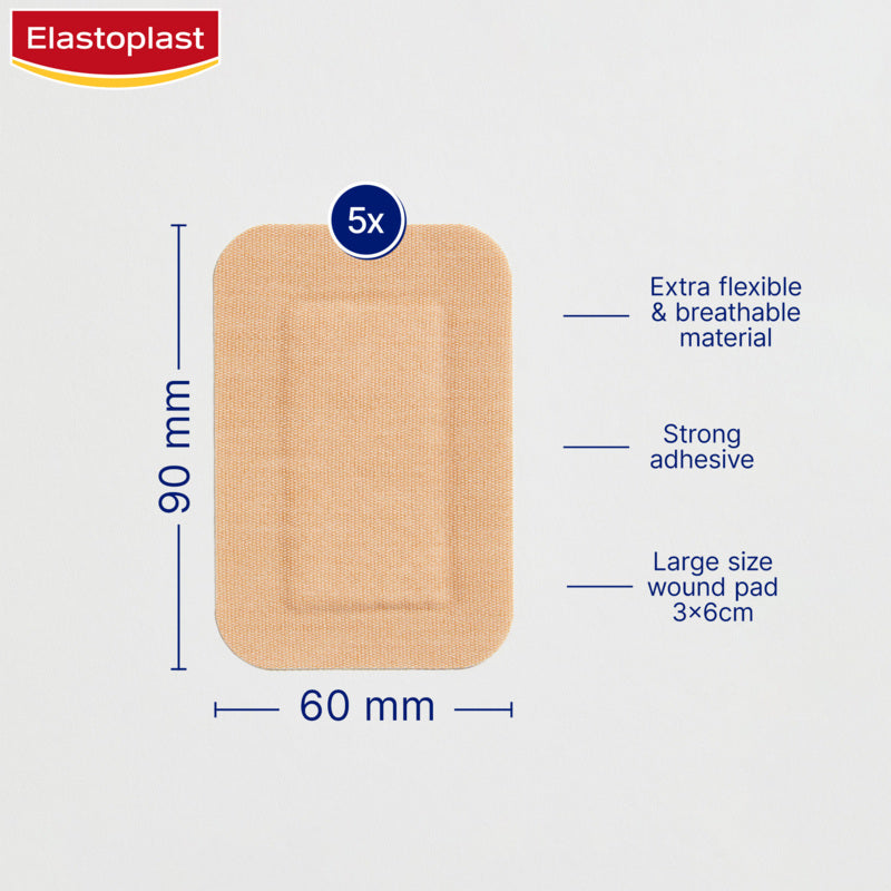 Elastoplast Flexible Fabric Wound Dressing Plaster XXL 5 Pack