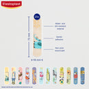 Elastoplast bandage packaging with illustrations and product details on a light gray background