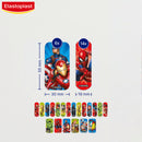Elastoplast Marvel bandages with superhero designs on a white background