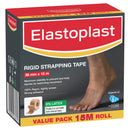 Elastoplast rigid strapping tape packaging with a roll of tape on a foot.