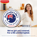 Woman standing in a kitchen with Elastoplast branding and text about being Australia's No.1 plaster brand.