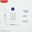 Elastoplast bandage with dimensions and features on a white background
