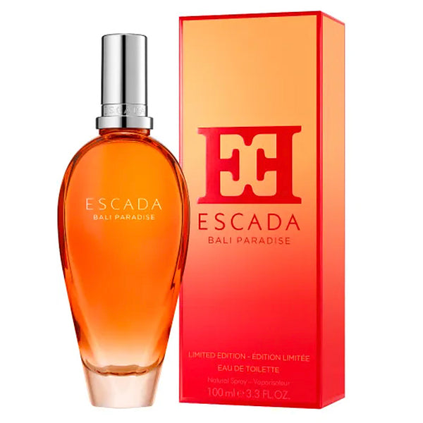 Escada Bali Paradise perfume bottle and packaging on a white background