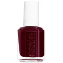 Bottle of Essie nail polish in a dark red color on a white background