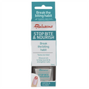 Fabulicious Stop Bite & Nourish nail treatment in its retail packaging, featuring a white and teal box with a clear window showing the gel nail treatment inside.