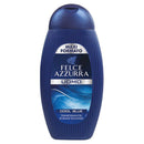Blue Felce Azzurra shower gel bottle on a white background