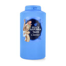 Blue container of Felce Azzurra talco on a white background