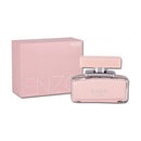 Pink Enzo perfume bottle and packaging on a white background