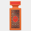 Flavia Tangy Cherry Eau De Parfum in an orange bottle on a white background